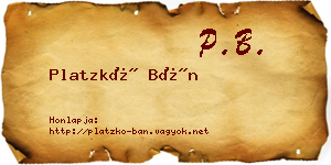 Platzkó Bán névjegykártya